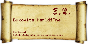 Bukovits Marléne névjegykártya